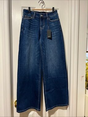High-Rise Dark Blue Wide-Leg Women's Jeans